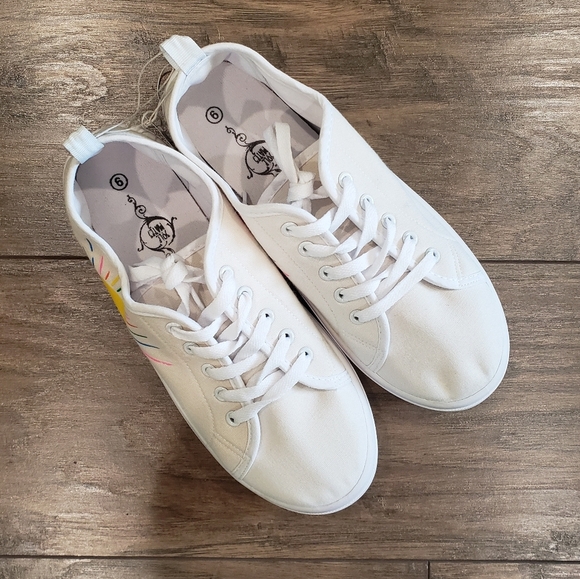 Sole Mates Rainbow Sunshine White Canvas Tennis Shoes Size 9 - Picture 2 of 7